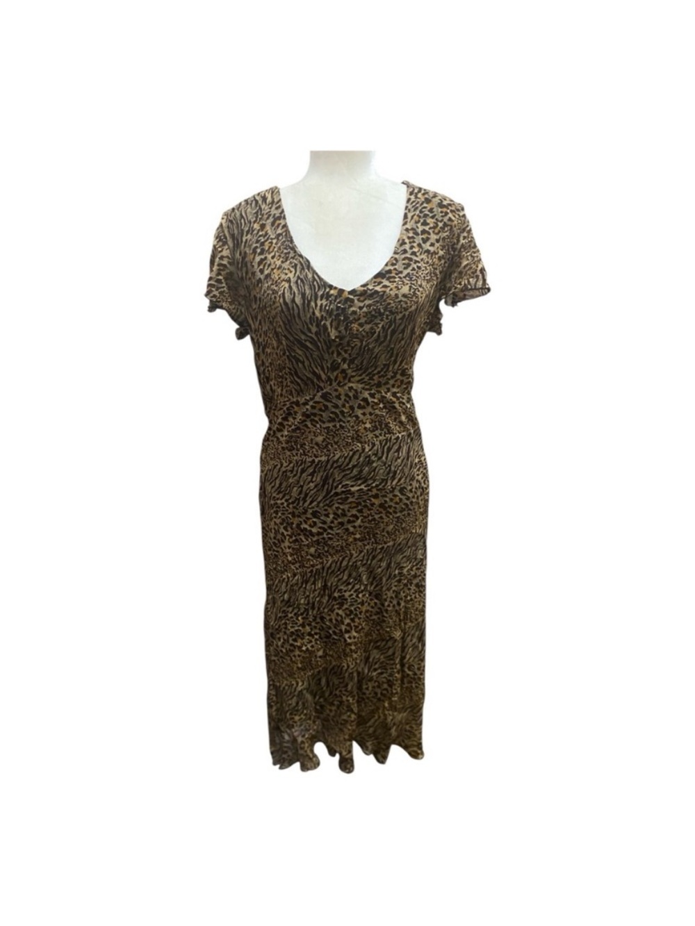 A.M.I. Leopard Print Vintage 90s/Y2k Maxi Dress Grunge Twee Shift Dress